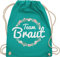 Turnbeutel Rucksack - JGA Junggesellenabschied Frauen - Team Braut Blumenkranz - Bride Crew - Unisize - Türkis - hen party accessories brauttaschen jungesselnabschied bridemaid beutel