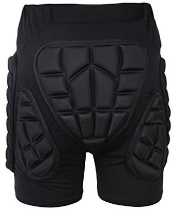 Protektorenhose Herren/Damen Sanft Atmungsaktiv 3D-Schutz für Hüfte und Steißbein Skaten Protektorenshorts (Schwarz, 2XL)