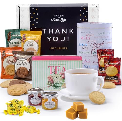 Hattie’s Gifts Thank You Teacher Gift - Afternoon Tea Hamper with English Tea, Luxury Vanilla Fudge & Assorted Shortbread - Gourmet Appreciation and Celebration Present