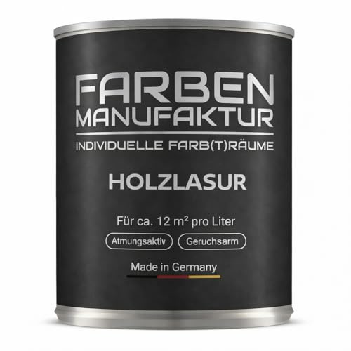Farben Manufaktur Holzlasur Lasur Holzfarbe Holzschutzlack Holzlack lasierend nicht deckend RAL 2L, Farbe: ca. RAL 7006 Beigegrau