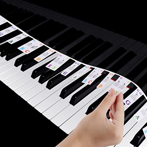 BOXOB Piano Stickers for Beginners, 88 Keys, Reusable & Removable, Keyboard Stickers