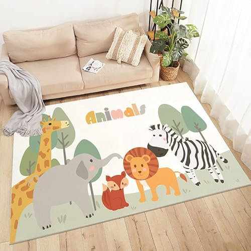 Tappeti Design rutschfest Kinderteppich Zeichentricktiere,|Waschbar und ungiftig mit|-60x90cm