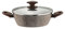 Pintinox Casseruola Bassa Alluminio Serie Natura, Antiaderente Effetto Pietra, Con coperchio in vetro, Manico Effetto Legno, Adatta all'Induzione, Diametro 26 cm