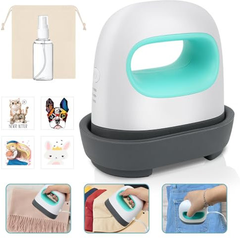 HIMOMO Mini Pressa di Calore Ferro da Stiro, Piccola Pressa di Trasferimento a Caldo con 3 Livelli di Calore Pressa di Calore Portatile Macchina da Stampa per Vestiti, Magliette
