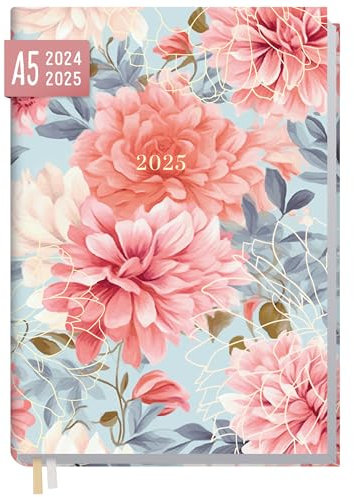 Häfft® Chäff-Timer Classic Kalender 2024/2025 A5 Pink Bloom Buchkalender, Terminplaner, Terminkalender, Wochenplaner für 18 Monate: Juli 2024 bis Dez. 2025 - nachhaltig & klimafreundlich