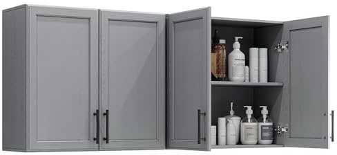 Furnaza 48 W Grey Kitchen Wall Mounted Cabinets with Adjustable Shelf