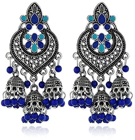 COSSIKA Mode Ohrringe Retro Indische Bollywood Ethnischen Stil Glocke Ohrring Jhumka Tropfen Ohrringe Tanz Party Schmuck Dekor für Mädchen
