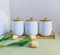 BTSKY Ceramic Kitchen Canisters with Lid and Tray - White Airtight Sugar Coffee Tea Containers with Wooden Tray, Food Storage Jars for Kitchen Counter