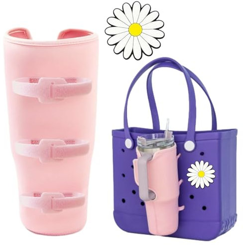Rsefly Cup Holder for Stanley Compatible with Bogg Bag Drink Holder for Bogg Bag Accessories 40 oz Water Bottle Holde for Simply Southern Bogg Bag (Pink)