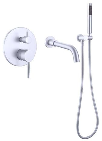 XJTNLB Unterputz Badewannenarmatur Wandmontage Duscharmatur Einhebelmischer Chrom 360° Schwenkbar Wasserhahn Badewanne mit Brause Armatur Dusche Set