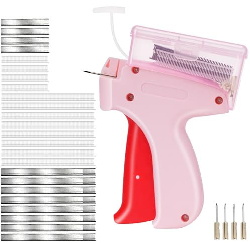 oumuik Kleidungsfixiergerät,Schnelles Fixiergerät für Kleidung,mini Stitch Gun,Stitchy Quick Clothing Fixer,Etiketten Pistole für Kleidung mit 5 Nadeln und Aufbewahrungsbox /2000 Plastiknadel
