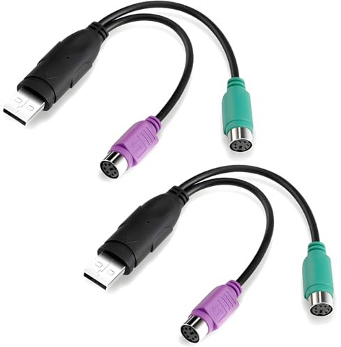 Kasoud Ps2 Adapter, PS2to USB Cable, Ps2 Keyboard to USBAdapter, Ps2Mouse to USBAdapter, Ps2to USB Keyboard Adapter (Cable)