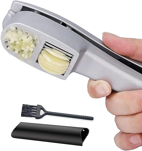 Knoblauchpresse Knoblauch Presse Knoblauchschneider Garlic Press Spülmaschinenfest Knoblauchpressen Crusher Kitchen Gadgets Mit Knoblauchschäler Schäler Peeler und Reinigungsbürste