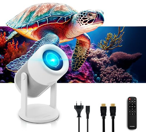 Metronic 475351 – Proyector Portátil WiFi Bluetooth | 3000 LM | Full HD Compatible | Pantalla hasta 150 | Corrección Trapezoidal Automática | Altavoz | Incluye Pantalla 60 y Mando | Blanco
