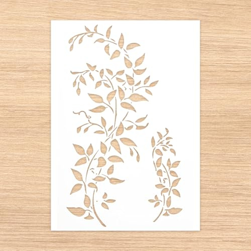Vine Stencils for Painting, 11.65x8.26in/29.6x21cm Reusable Leaf Paint Stencils for Walls Large Wall Stencil for Crafts DIY Furniture Drawing Card Making Pattern Decorative