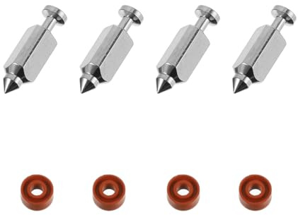 HOMSFOU Kit 4 Soupapes à Pointeau de Carburateur en Acier Joints Toriques pour Tondeuse à Gazon, Accessoires de Précision Compatibles Modèle 398188, Pièces de Rechange pour Réparation