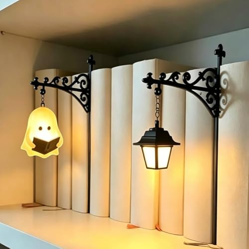 Aukojoy Bibliothekslaterne, dekorative Bücherregal-Beleuchtung, Leseecke, LED-Nachtlicht, Vintage-Fantasie-Buch-Lampe, Bücherregal-Lampen, Vintage-Tisch-Schreibtischleuchten, Studious Home Room