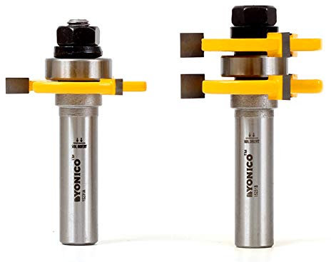 Yonico Tongue and Groove Router Bits Set 1/4-Inch Plywood Panel 2 Bit 1/2-Inch Shank 15231