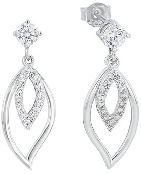 Amor Ohrhänger 925 Sterling Silber Damen Ohrschmuck, mit Zirkonia synth., 2,8 cm, Silber, Kommt in Schmuck Geschenk Box, 2016421