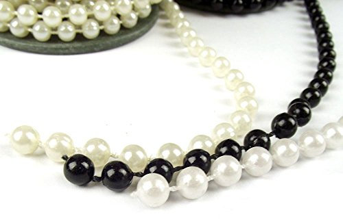3 Yards of Artificial Pearl Garland. Wedding Reel String Beads Chain[Black,7.5mm (Large)]