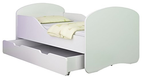 Jugendbett Kinderbett mit einer Schublade und Matratze Weiß ACMA I 140 160 180 (180x80 cm + drawer, Weiß)