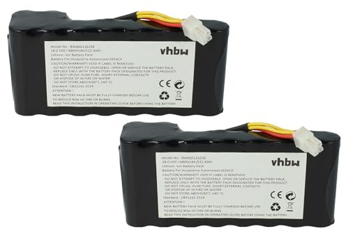 vhbw 2X Akku kompatibel mit Husqvarna Automower 550 bis BJ 2019/2020 | 520 bis BJ 2018/2019 Rasenroboter (6800mAh 18V Li-Ion)