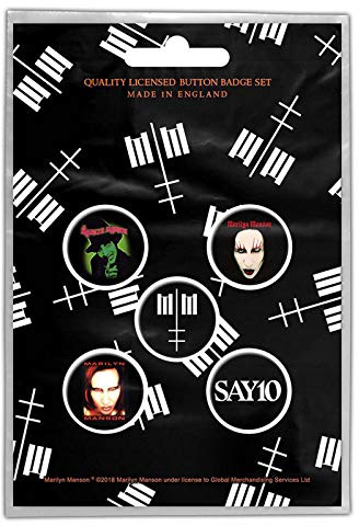 Marilyn Manson Band Monkey Badge Pack Cross Logo (Retail Package), multi-coloured, One size