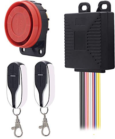 ShinePick Alarma Moto con Mando, Sistema de Alarma Antirrobo Alarma 125db para Motocicletas de 12V