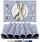 BETEAM Platzsets Abwaschbar 6er Set Vinyl Tischsets für Esstisch Waschbar Küchen Platzdecken Langlebige Tischsets für Drinnen Draußen-01 Blau Weiss, 6er Set