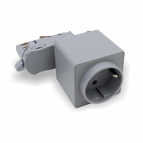 Universal Steckdose für 3-Phasen Stromschiene passend zu EUTRAC, GLOBAL, NOKIA, IVELA, SKENINGE uvm. Steckdose Stromschiene, 220-240V AC/50-60Hz | 1er Steckdose (Grau)