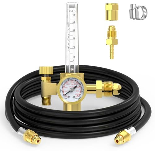 Yeswelder Argon/CO2 Mig Tig Flow Meter Gas Regulator Gauge Welding Weld with 8ft Gas Hose