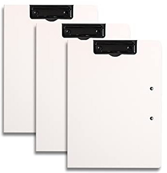 Klemmbrett A4 mit doppeltem Clip, für Studio und Büro, 3-in-1, tragbare Dateiverwaltung (3 Stück) (Weiß)