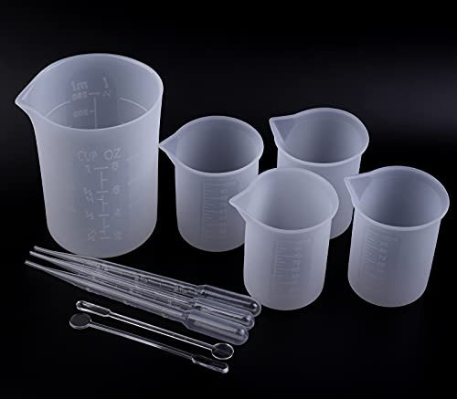 EPODA Silikon Messbecher Set für Epoxidharz, Silikon Becherz für Antihaft-Mischbecher DIY-Harz Klebewerkzeuge & Silikonform Epoxidharz