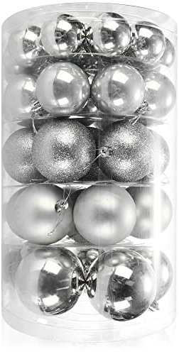 com-four® 42x Weihnachtskugeln, Christbaumkugeln bruchsicher aus Kunststoff für Weihnachten, Baumschmuck für den Christbaum mit Anhänger
