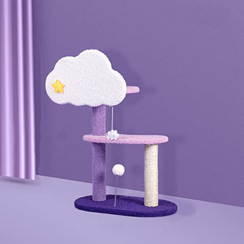 LFFH Cat Tower Condos, Luxury Large Cat Climbing Stand Torre Multilivello per Animali Domestici con Trespolo Tiragraffi in Sisal Audace Ciondolo Carino,Viola,Three Floors