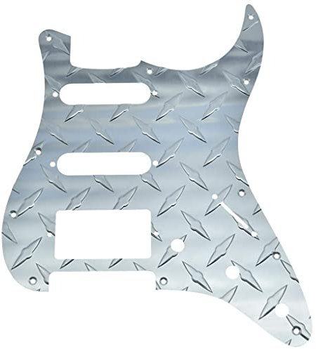 Dopro 11-Loch Diamond Plate Modern Style Strat HSS Gitarre Pickguard Metall HSS Kratzplatte für FD Stratocaster Silber