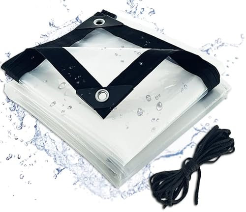 Bâche Transparente imperméable avec œillets, Transparente résistante aux intempéries, auvent et bâches Pliables,Couvercle de Protection, âche à Huile imperméable pour Meubles de Jardin, Plantes(3X2m)