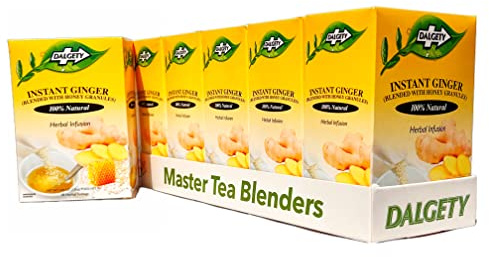 Dalgety Instant Ginger Tea Bags - Herbal Infusion - 100% Natural, Caffeine Free – Our Delicious Tea Helps Cold, Allergies, Digestion, Respiratory Conditions and Pain (6 Pack - 108 Teabags)