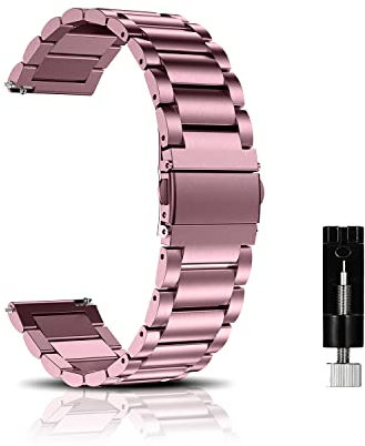 CeiBand Correa para 22MM 18MM 20MM, Métal Ajustable de Acero Inoxidable Correas, Banda Reemplazo de Reloj inteligente para Hombres Mujer - Rosado