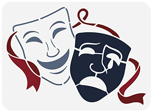 FINGERINSPIRE Plantillas reutilizables para teatro, teatro, drama, comedia, estilo de comedia, tamaño grande, para pintar en pared, madera, muebles, tela y papel