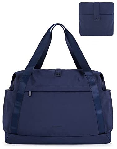 BAGSMART Reisetasche, Faltbare Reisetasche, Sporttasche für Damen und Herren, Weekender Multifunktion, Anti-Falten Handgepäck Tasche, 29L(Blau)