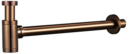 IMEX - Siphon pour lavabo ou bidet, Set de vidange - Piège avec ouverture de nettoyage + instructions d'installation - Siphon de conception, Siphon de tuyau or rose brillant - SCL002/NOR
