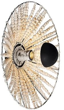 Qazqa - Orientalisch Orientalische Wandleuchte beige mit Perlen - Moti I Wohnzimmer I Schlafzimmer - Holz Rund - LED geeignet E27