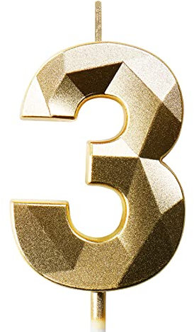Birthday Candles for Cakes 0-9 Number Candles Gold Birthday Cake Candles for Anniversary Birthday Party Decorations Cake Toppers Number 3 Cake Candles