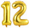 Vthoviwa 40 Zoll/18 Farbens Luftballon Zahlen 12/21 Golden, Helium Luftballon 12. Geburtstag Foil Ballon, 0123456789,10-19,20-25,30,40,50,60,70,80,90, Folienballon 12/21 Party Dekoration