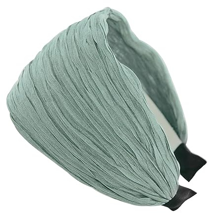 axy Breiter Haarreif mit Plissierter Stoff in Tuchoptik - Wunderschön Damen Stirnband Haarschmuck Haarreifen HR32B (Hellgrün)