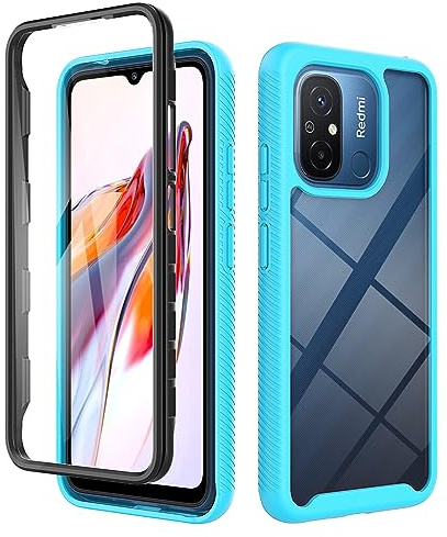 ESTH® Hülle für Xiaomi Redmi 12C 360 Grad Vollschutz Handyhülle Stoßfest Kratzfeste Staubdicht Klar Case Outdoor Panzerhülle mit Displayschutz und PC Bumper, Hellblau