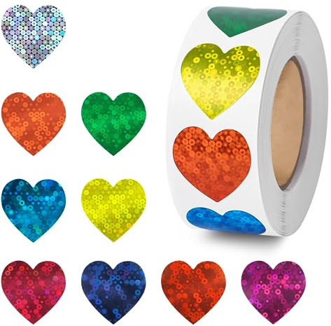 Glitzer-Herz-Aufkleber, 2,5 cm, für Vatertag, glänzende Liebesform, selbstklebende Glitzer-Herz-Aufkleber mit 9 verschiedenen Mustern für Umschläge, Hochzeit, Lehrer, Kinder, Belohnung, Scrapbooking