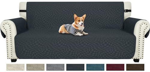 Ystyle Sofa Überzug 3 Sitzer, Sofabezug rutschfest, Couch Überzug Mit Armlehnen, Couch Cover, Sofaschutz Katze/Hunde, Haustier Durable Couchüberzug, Anti-Fleck Couchschoner, Dunkelgrau
