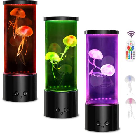 AONESY Lavalampe Groß Quallen Lampe - 17 Farben Einstellung Quallen Aquarium Lava Lamp, Home Office Zimmer Desktop Dekoration Nachtlicht für Kinder Freunde Liebhaber Geburtstag Geschenke, Schwarz